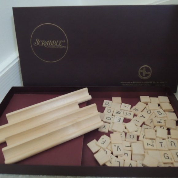 Scrabble Board Game Vtg 1953 Word Game in Burgundy Box COMPLETE - Picture 2 of 12